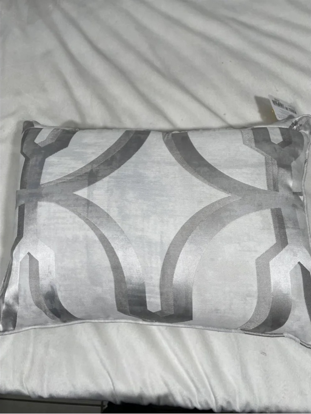 Decorative Rectangular Pillow with Neutral Geometric Pattern - Picture 6 of 8